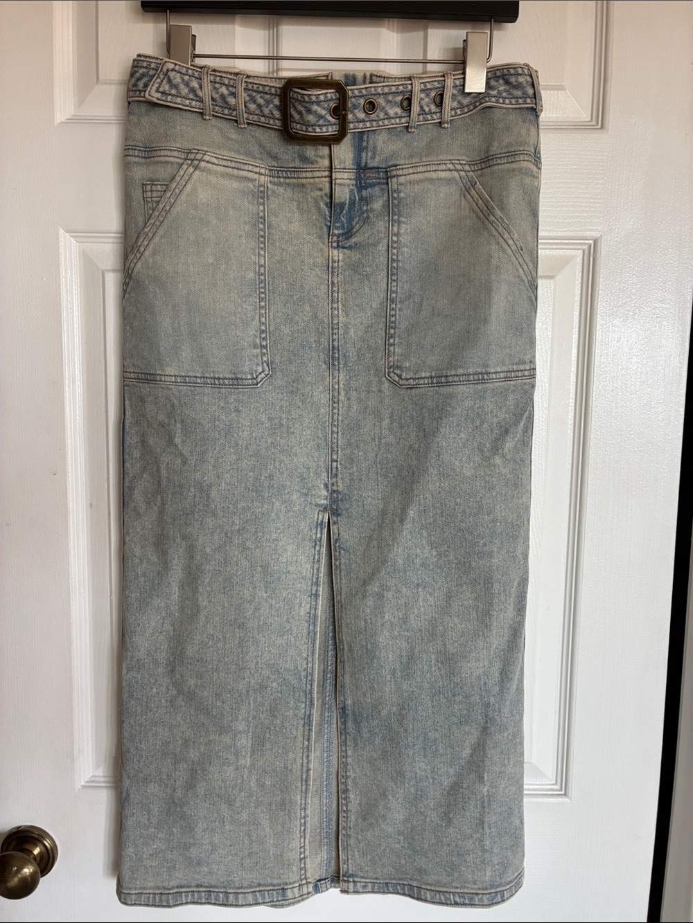 Anthropologie Pilcro Slouchy Denim Column Skirt 2 - Picture 5 of 9